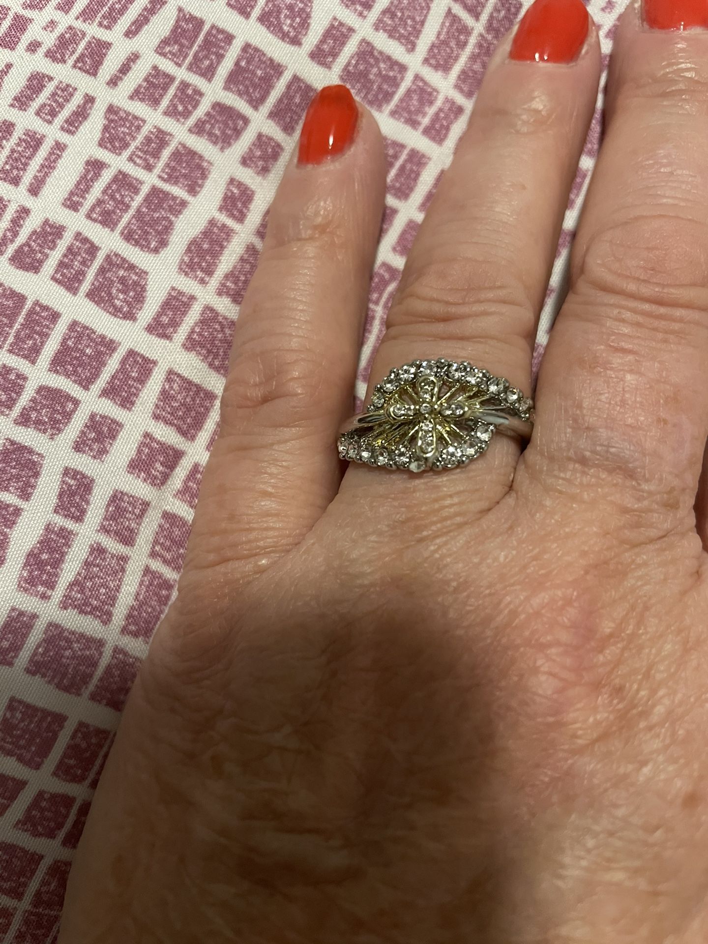Beautiful Wedding/Engagement Ring Various Sizes 14K Gold Plated With Zircon Stones