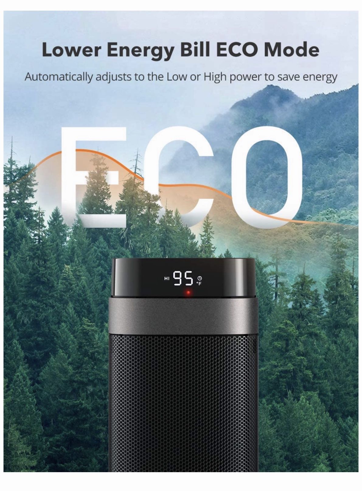 1500W Fast Heating Ceramic Tower Fan Heater, 24” High Oscillating Portable & Quiet with Remote ECO Mode 12H Timer Tip-Over Switch Overheating Protect