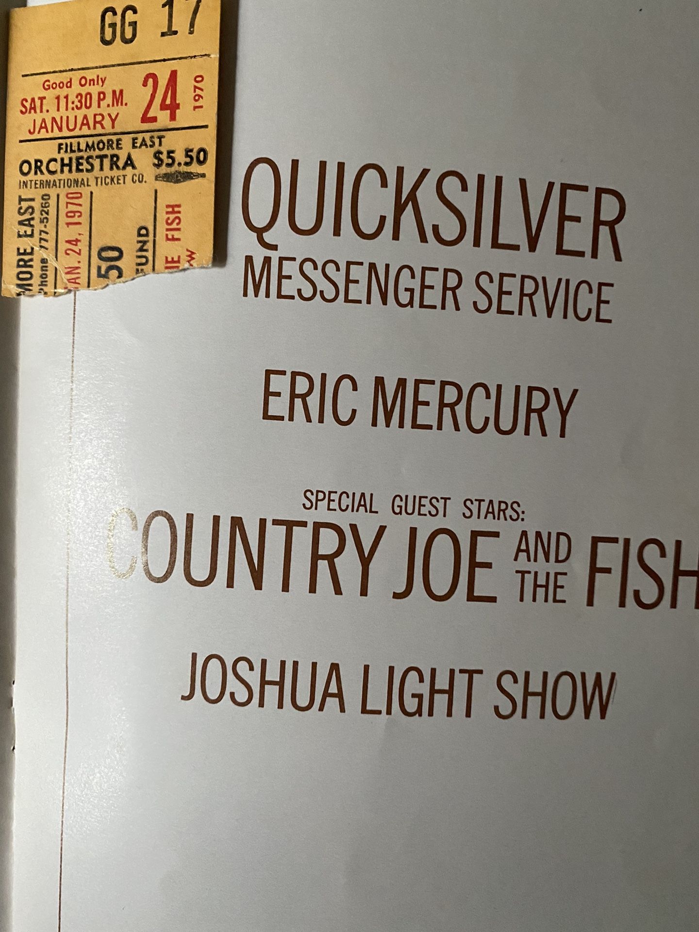 Fillmore East Programs And Concert tickets