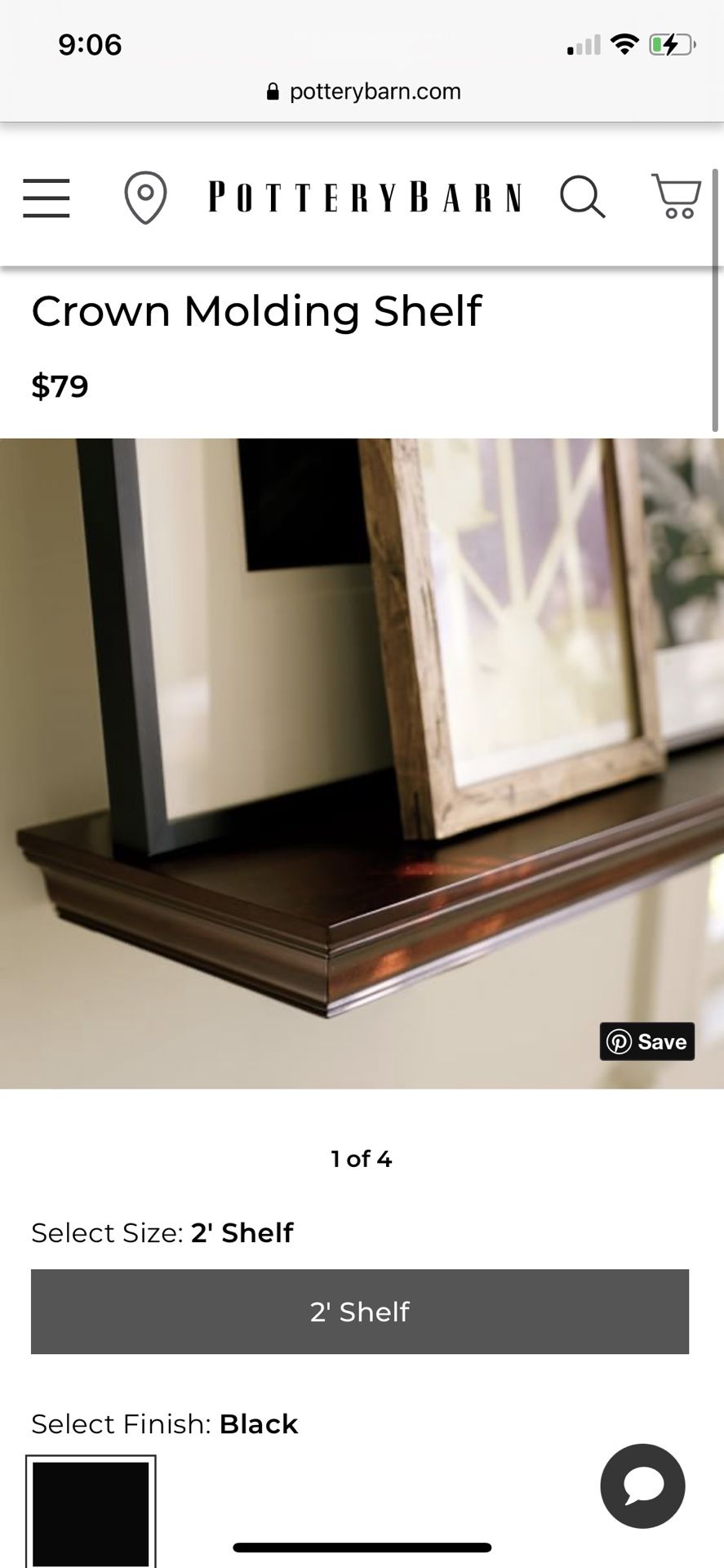 Pottery Barn crown molding floating shelves (set of 3)