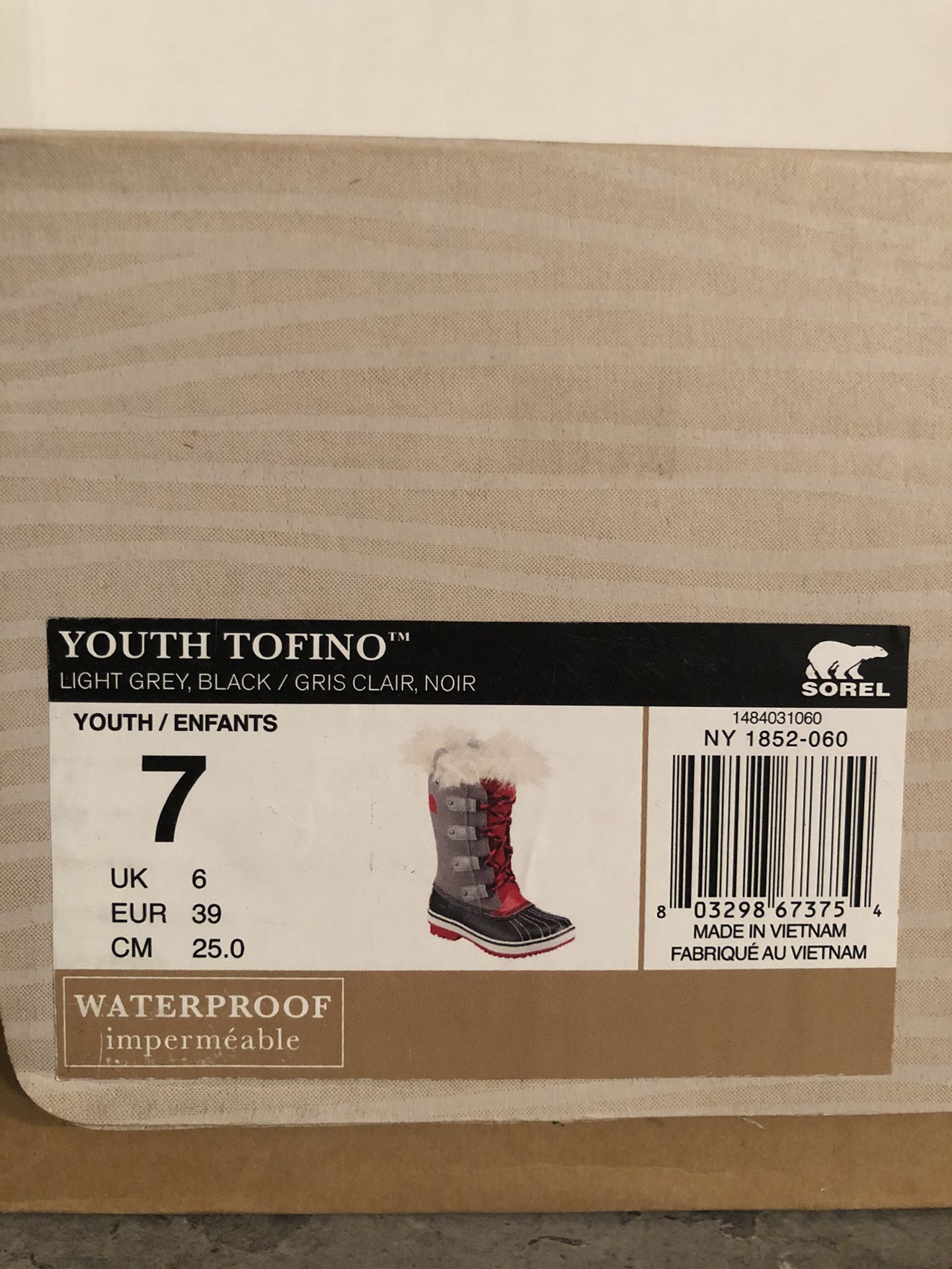 Sorel Tofino Snow Boots - Light Grey / Black Size: 7 Youth
