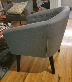 2 Upholstered Button Tufted Fabric Living Room Accent Chair with Metal Legs and Armrest (Velvet Gray)
 Thumbnail