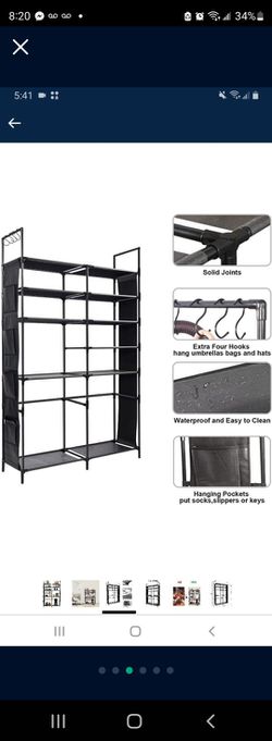 Shoe Rack Storage Organizer 11 Tiers Tall Boot Shelf Non-Woven Fabric Shoes Holder Racks Shelves for Closet Entryway Bedroom 24 28 Pairs Black Thumbnail
