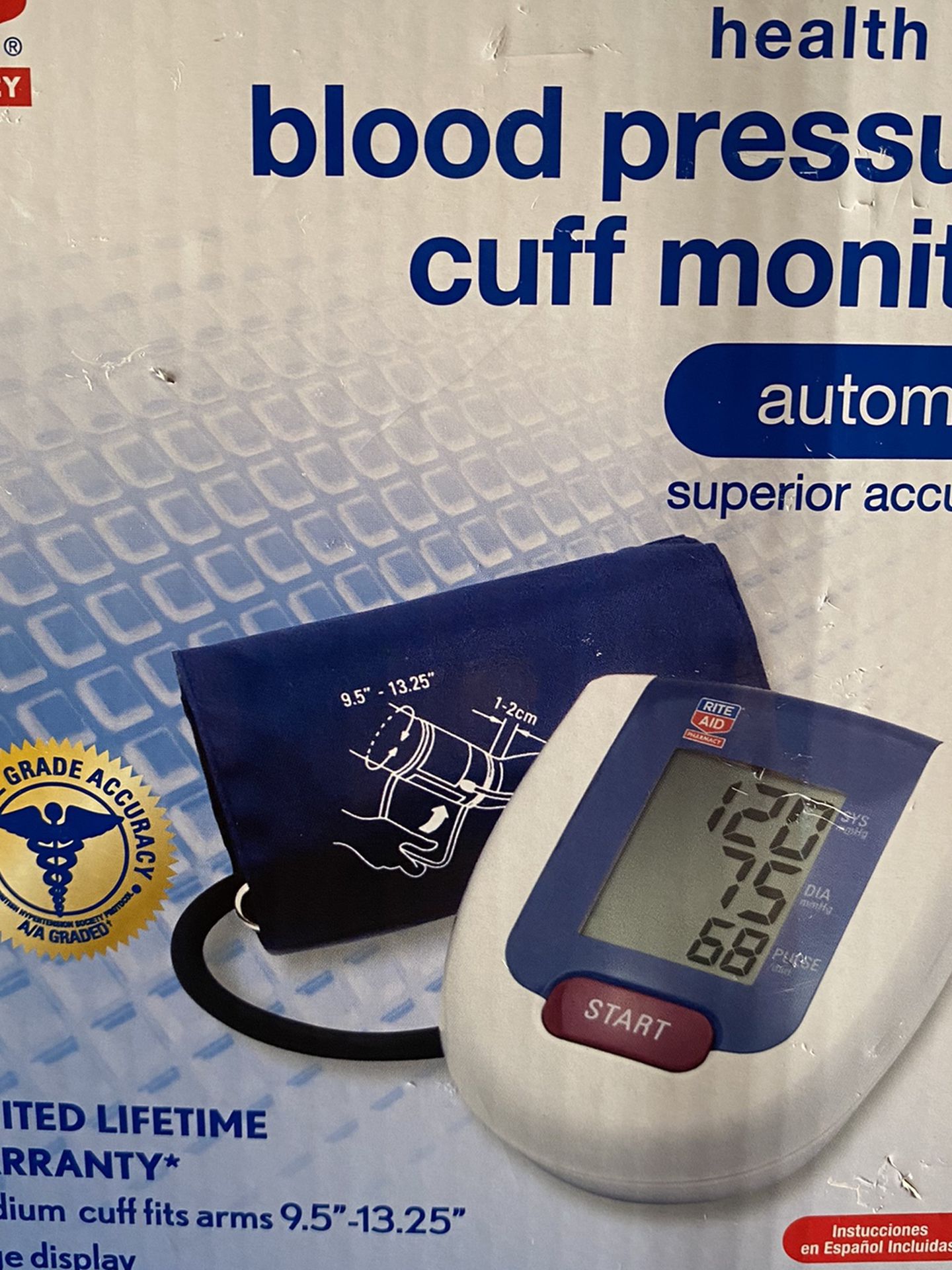 New RiteAid Automatic Blood Pressure Cuff Monitor . Retails $30. Asking $2