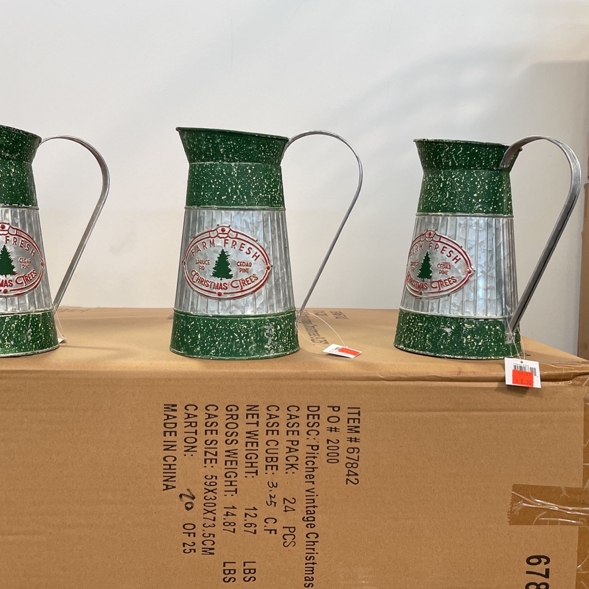 Pitcher Vintage Christmas 9.25”