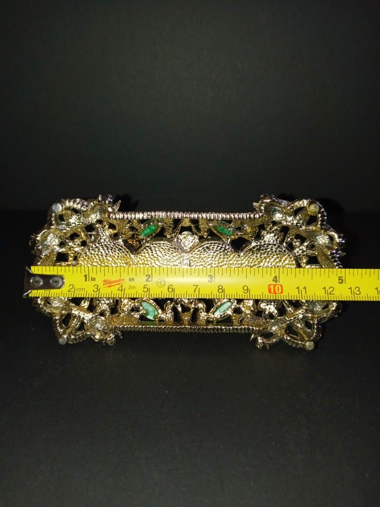 Vintage Turquoise & Rhinestone Lipstick Holder