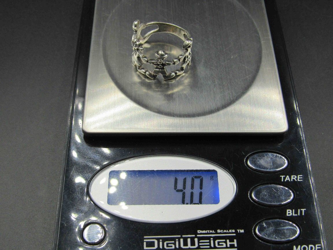 Size 7.75 Sterling Silver Around The Rosie Band Ring Vintage Statement Engagement Wedding Promise Anniversary Bridal Cocktail