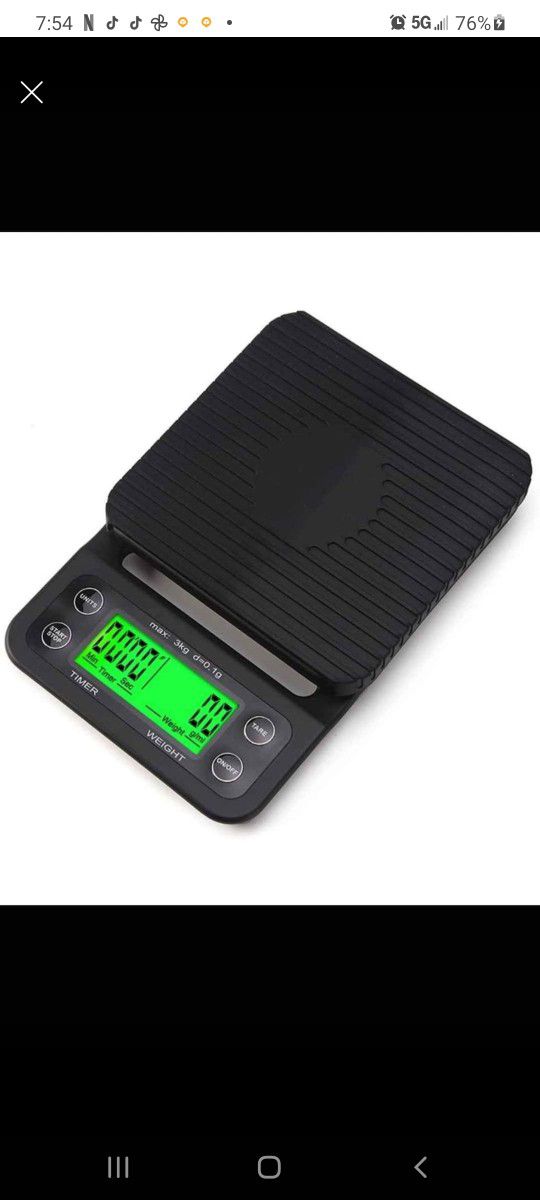 Scale with Timer, High Accuracy Kitchen Food Scale with Tare Function, 6.6LB/3KG Max Load, 0.1g Precision Sensor, Batteries Included