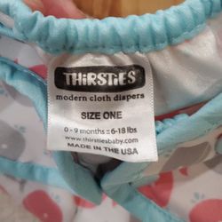 Thirsties Size One Cloth Diaper Cover (Whales) Thumbnail