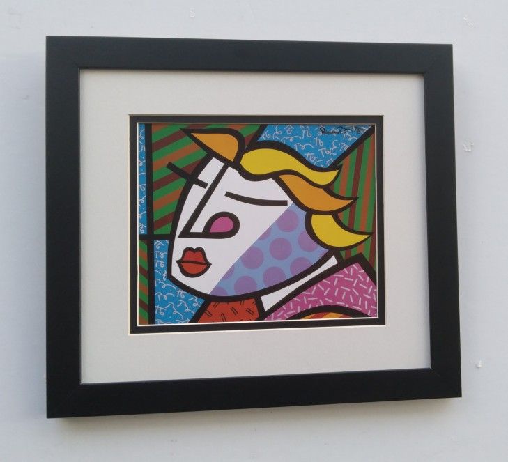 Romero Britto Monica Pop Art Signed Framed