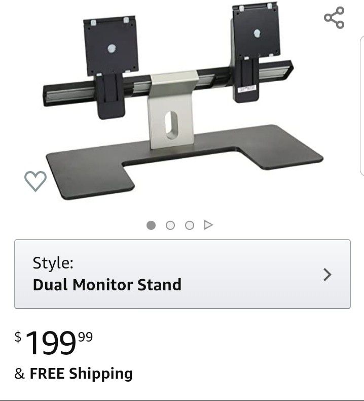 New Dell MDS14 Dual Monitor Stand (5TPP7), Black/Silver