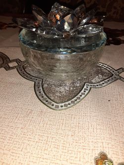 Glass jar with glass flower top Thumbnail