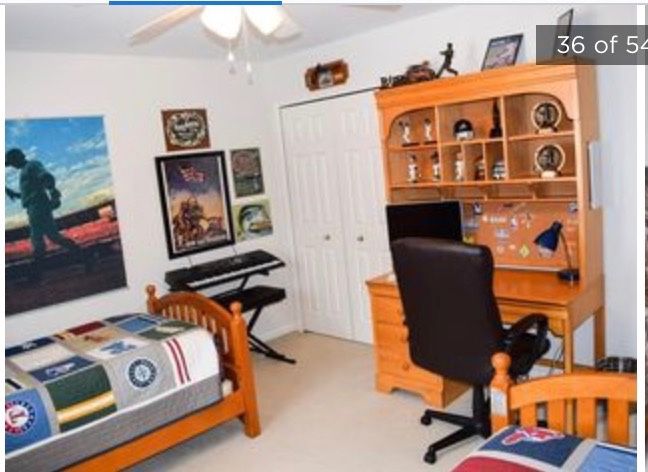 Stanley solid maple computer desk with hutch and chair