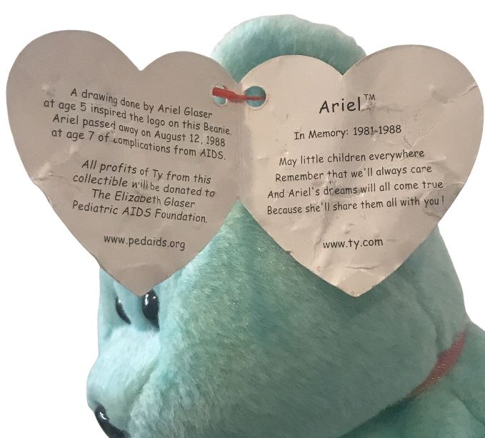 Ty Beanie Babies Ariel The Bear Blue Plush Beanbag Toy -Collectable/Collectible
