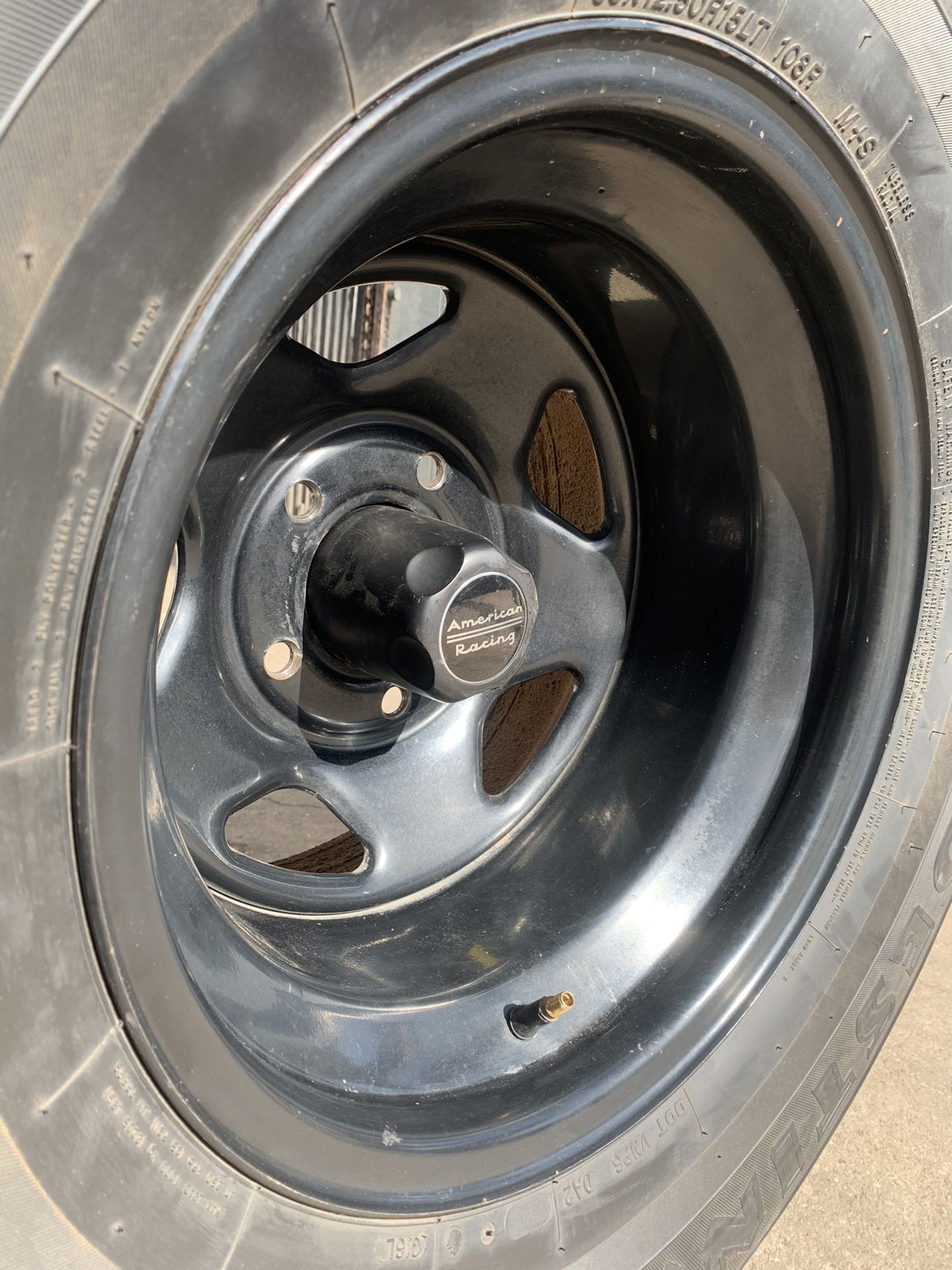 Set of 5 Black 15” Rims ! 15x11 wide black Wheels ! Not Tires ! 5 lug