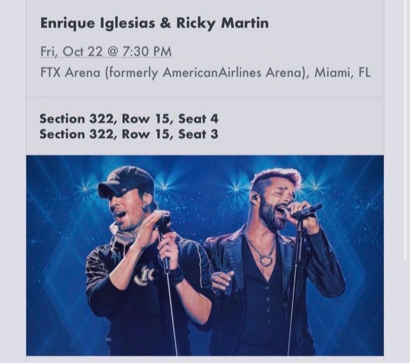 Tickets De Enrique Iglesias Y Ricky Martin
