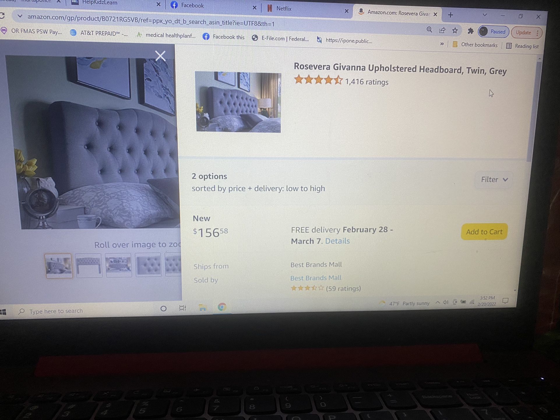 $125-(firm price) brand new still in package wrap-Beige color twin size headboard new in package-I bought from amazon aug 2020 but never did open it t