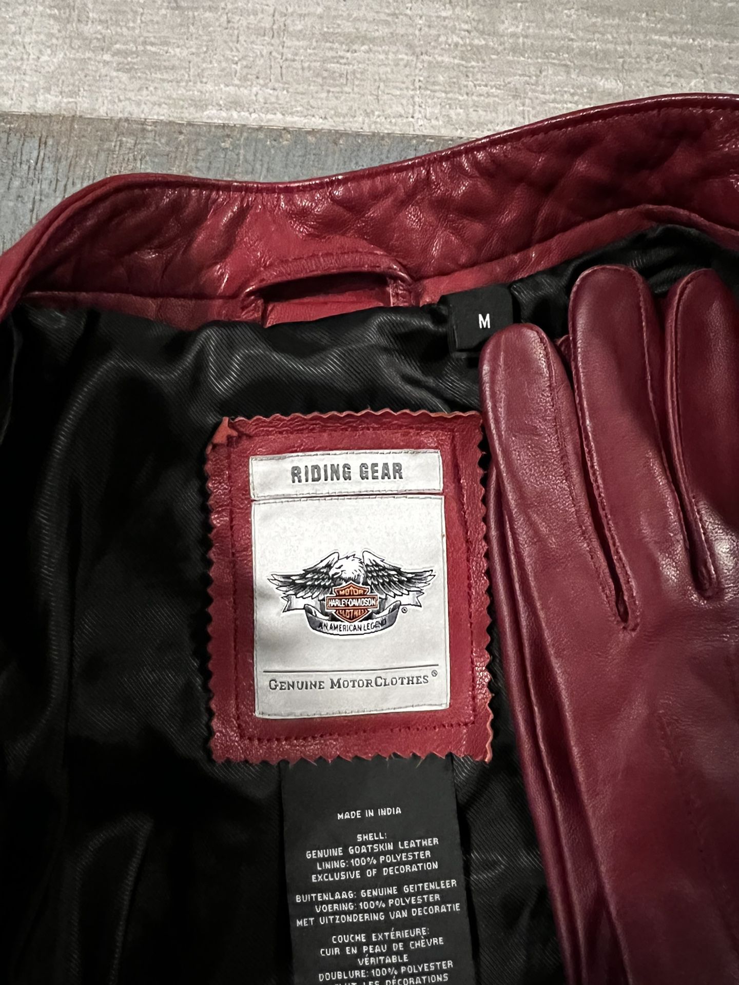 Womens Leather Harley-Davison Jacket Plus Gloves