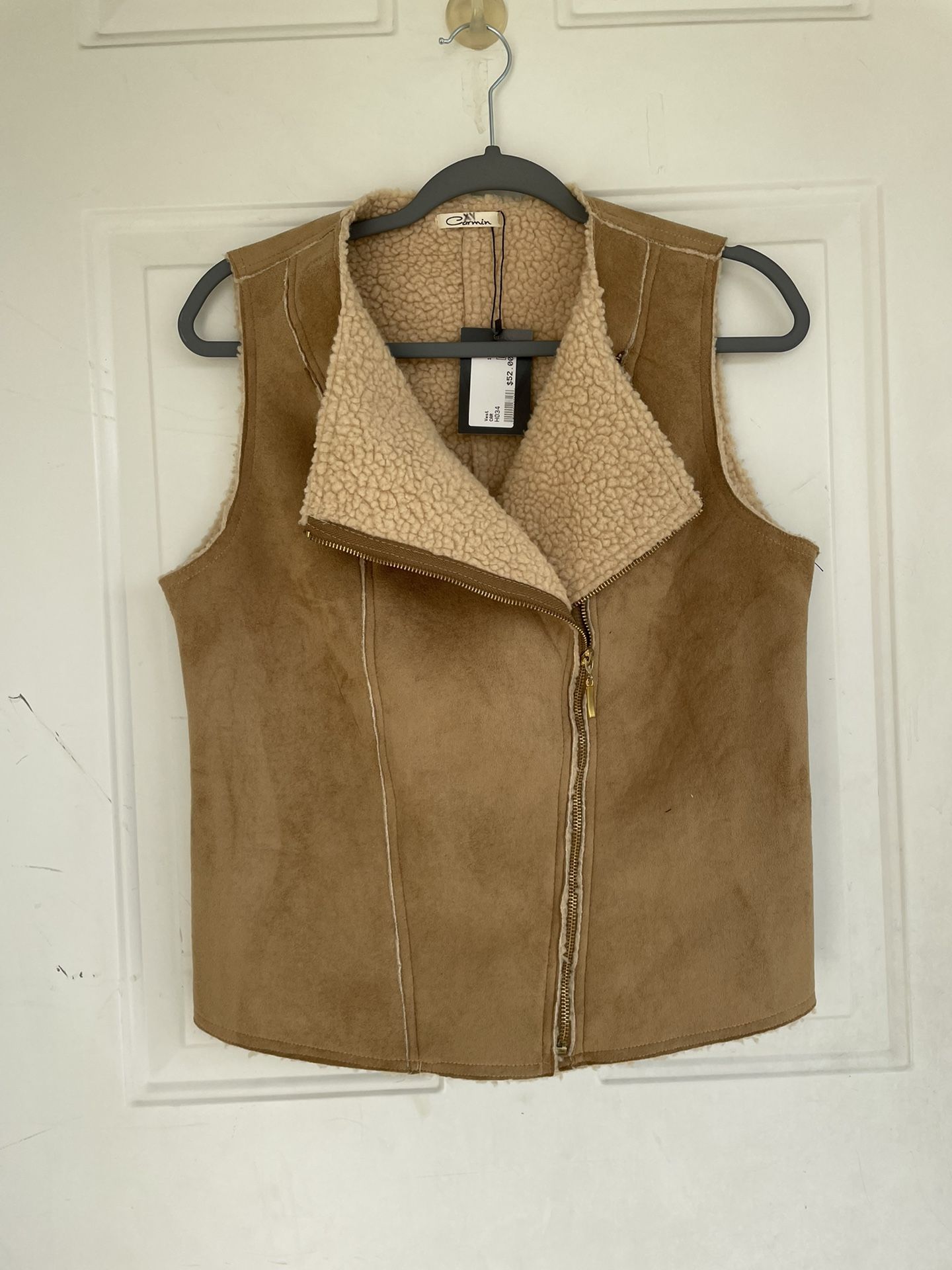 Carmin Faux Fur Faux Shearling Suede Vest