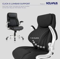 BRAND NEW🔥🔥🔥 NOUHAUS +Posture Ergonomic PU Leather Office Chair. Click5 Lumbar Support with FlipAdjust Armrests. Modern Executive Chair and Compute Thumbnail