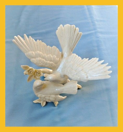 Lenox love birds, wedding promises, dove cake topper -