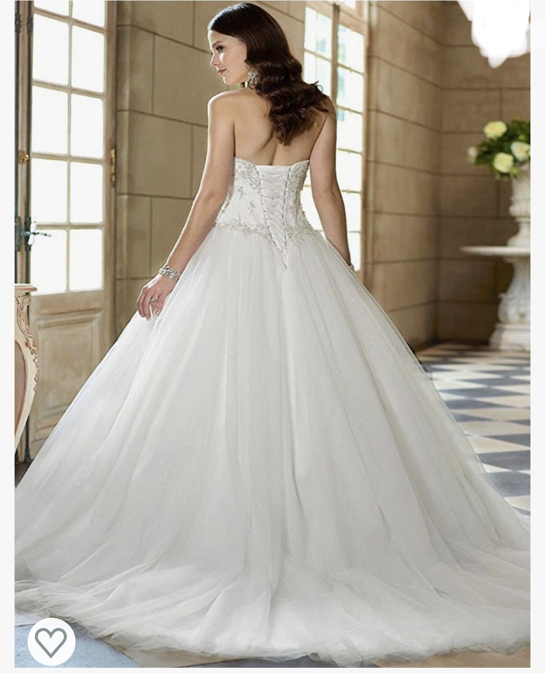 YIPEISHA Sweetheart Beaded Corset Bodice Classic Tulle Wedding Dress
