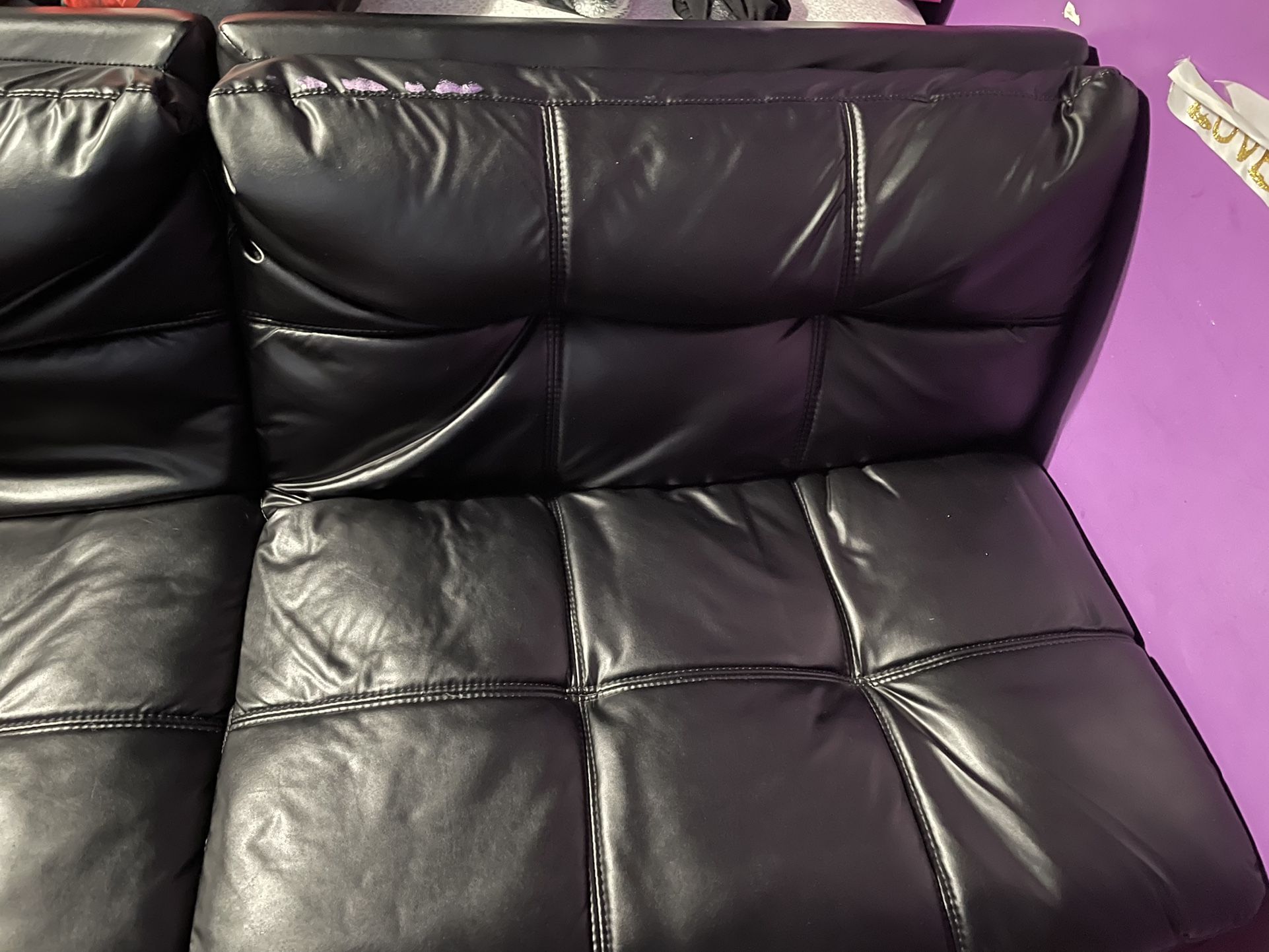 Main Stays Memory Foam Futon, Black Faux Leather 72”