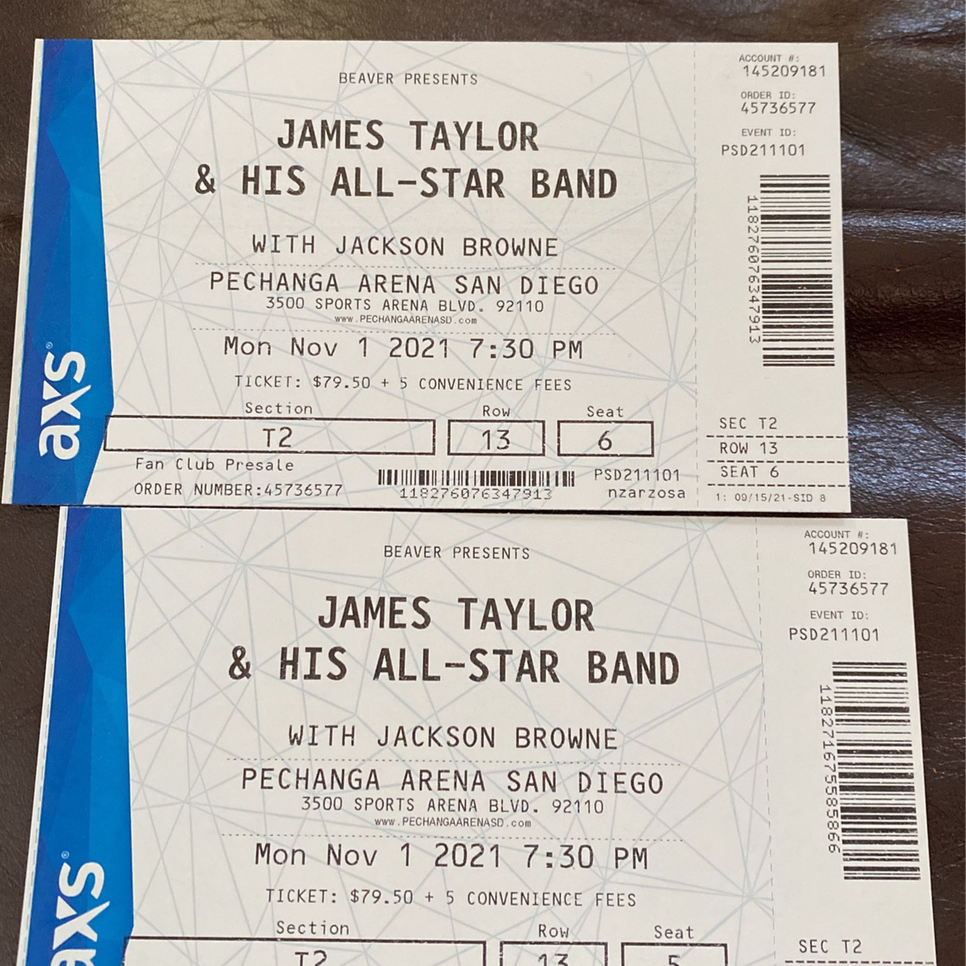 James Taylor N Jackson Browne Tickets 