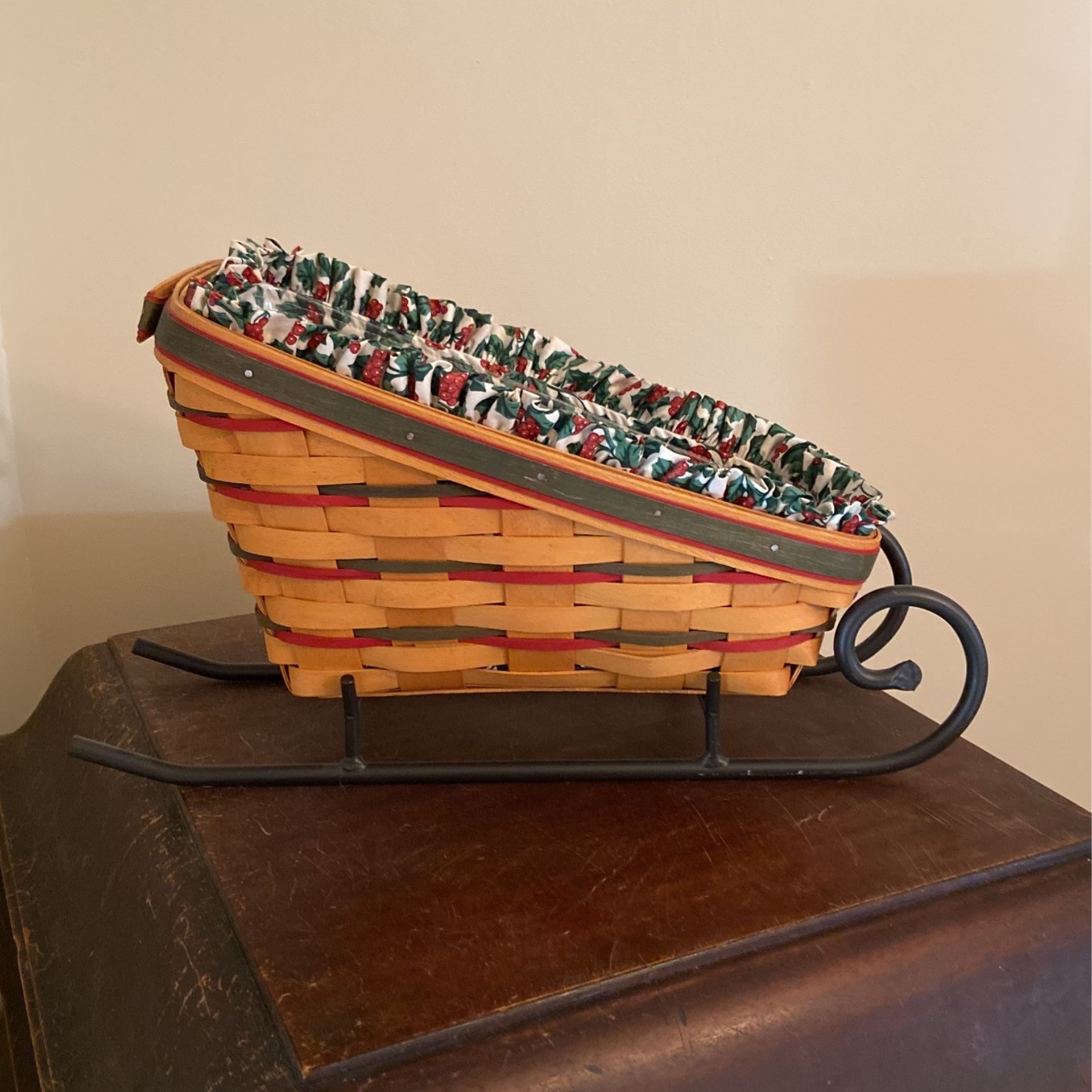 Longaberger Sleigh Basket and Wrought Iron