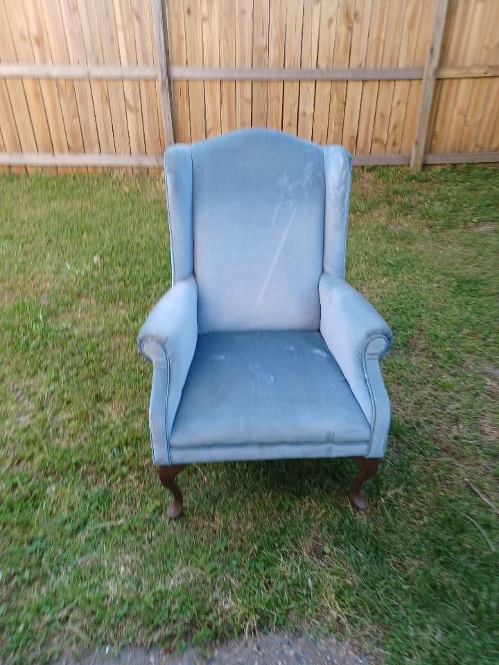 Blue Grey Velvet Chair