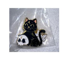 Witch Cat Pin Brooch New Thumbnail