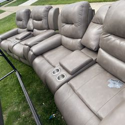 Reclining Sofa With Cup Holders And Leg Rest Thumbnail