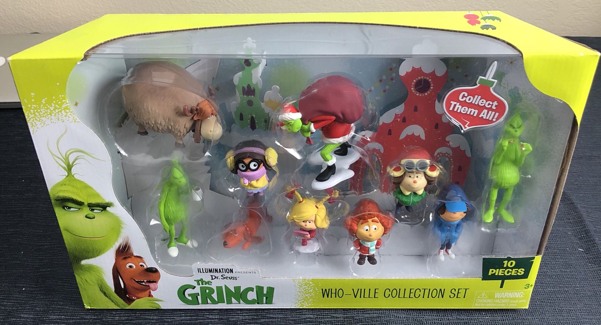 The Grinch Who Ville Collection Set 10 Piece Character Figures Dr Seuss 2018 