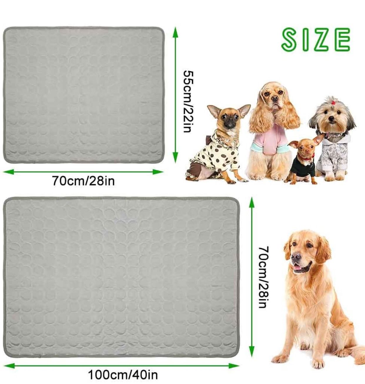 Cooling Mat for Dogs Cats Ice Silk Pet Self Cooling Pad Blanket for Pet Beds/Kennels/Couches /Car Seats/Floors, Size Xl
