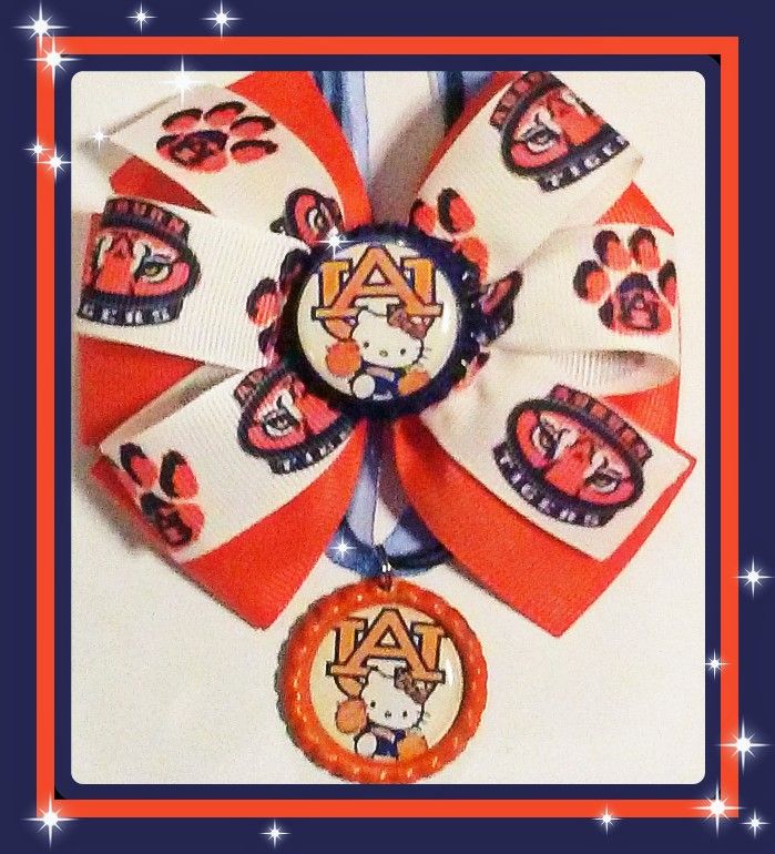 Auburn Tigers hair bow and necklace gift set