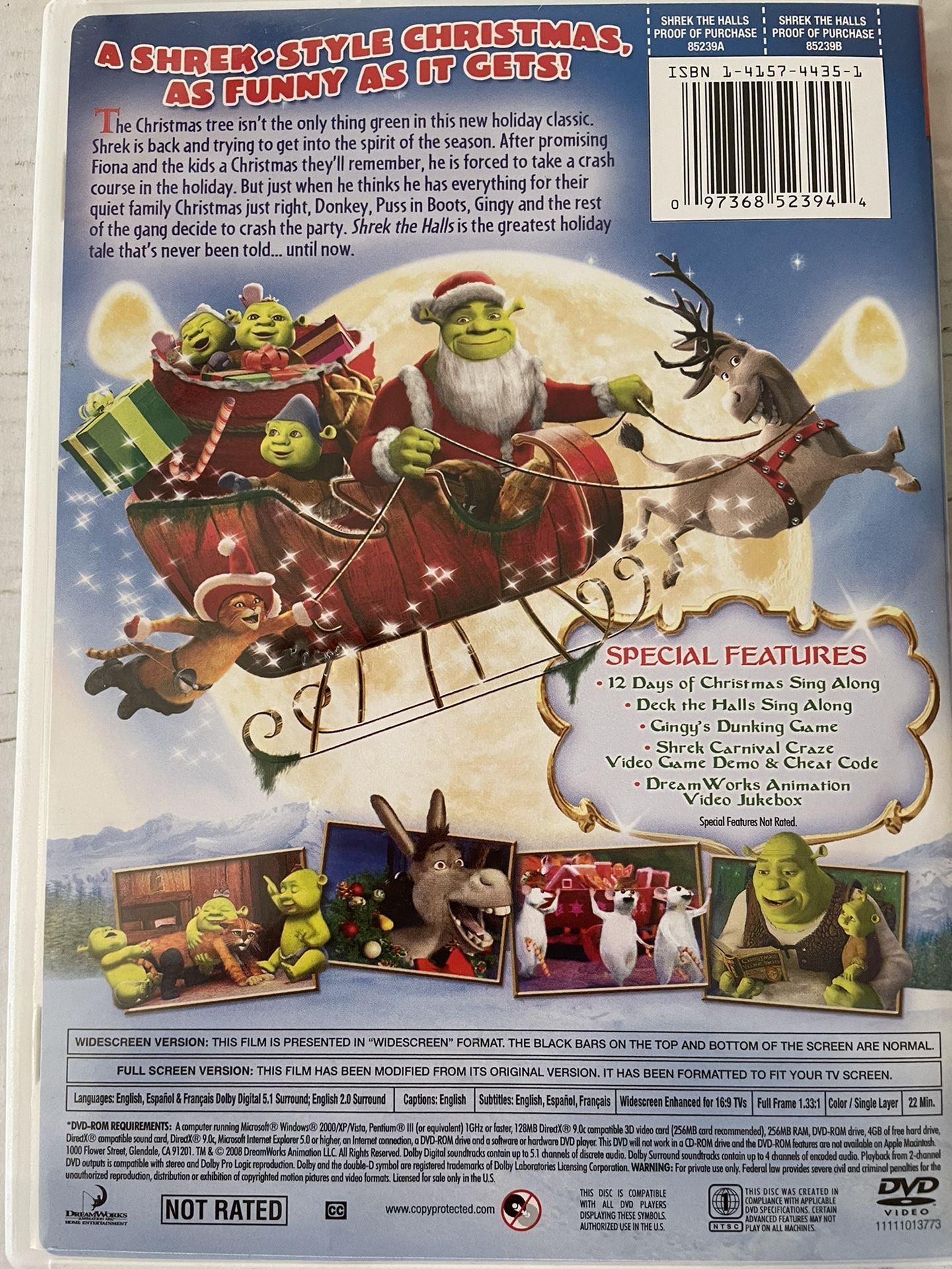 Dreamwork’s SHREK THE HALLS (DVD) WIDESCREEN /FULLSCREEN