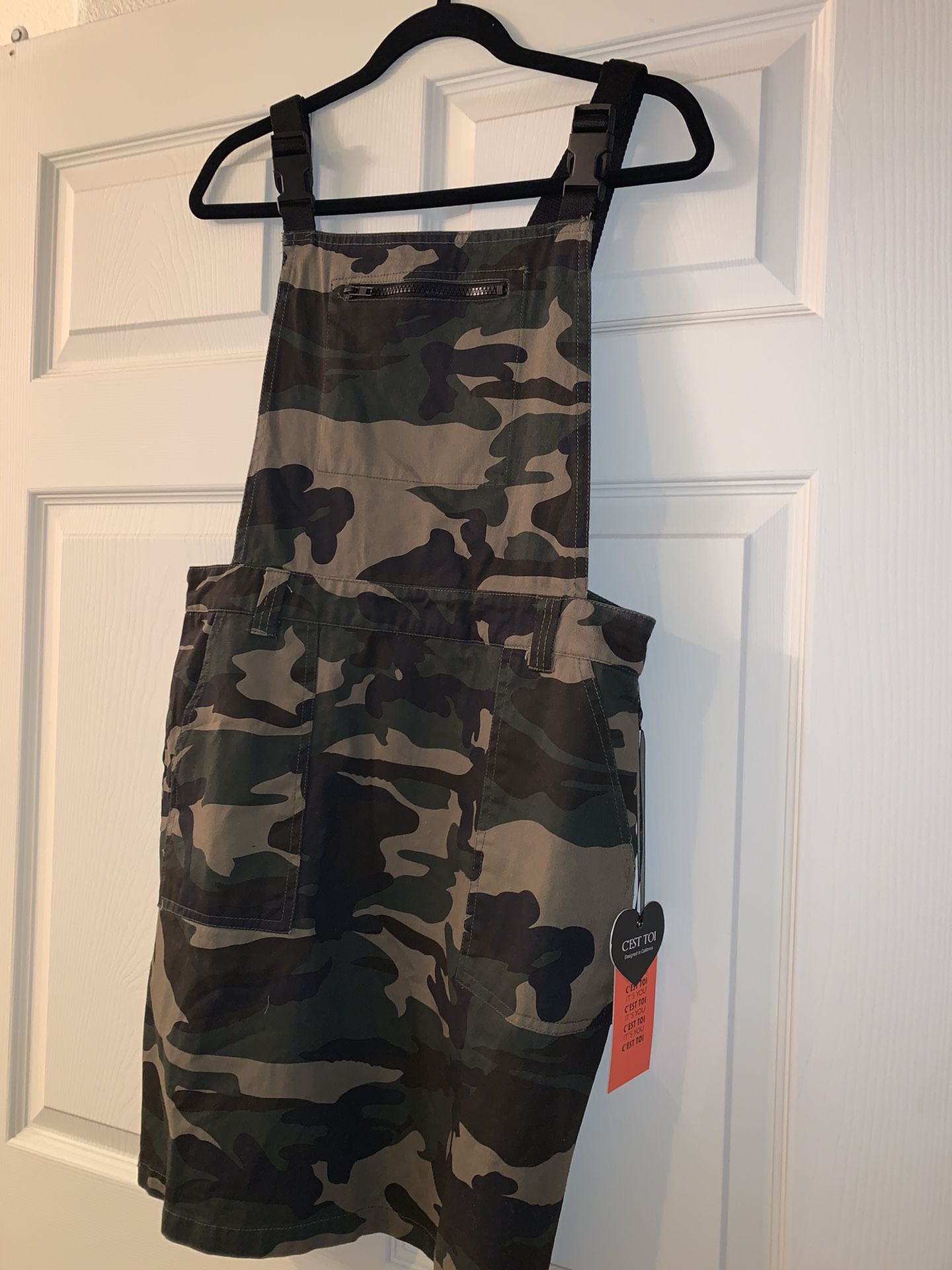 Camo Buckle Overall Dress