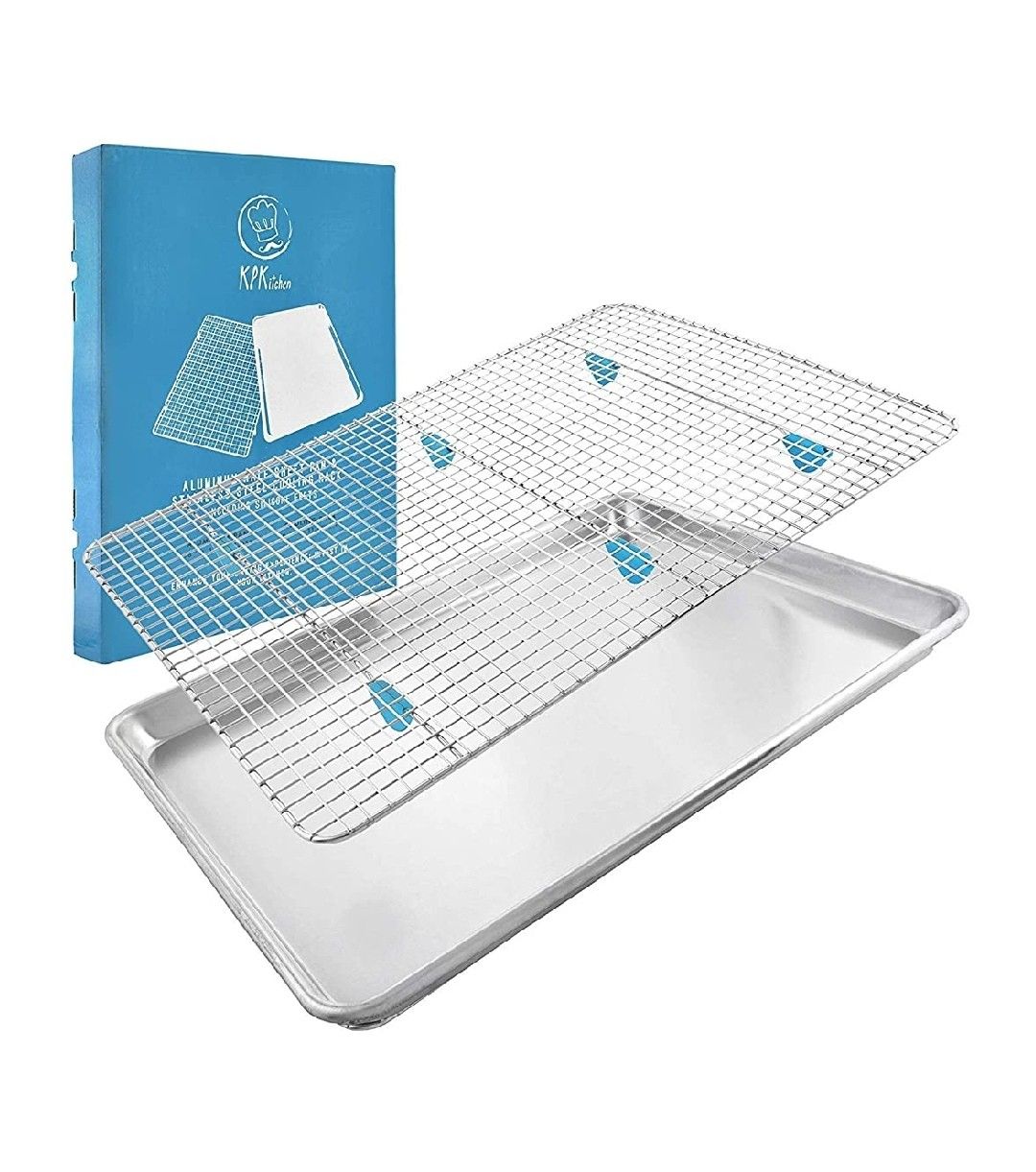 Heavy duty aluminum baking sheet with rack set- new