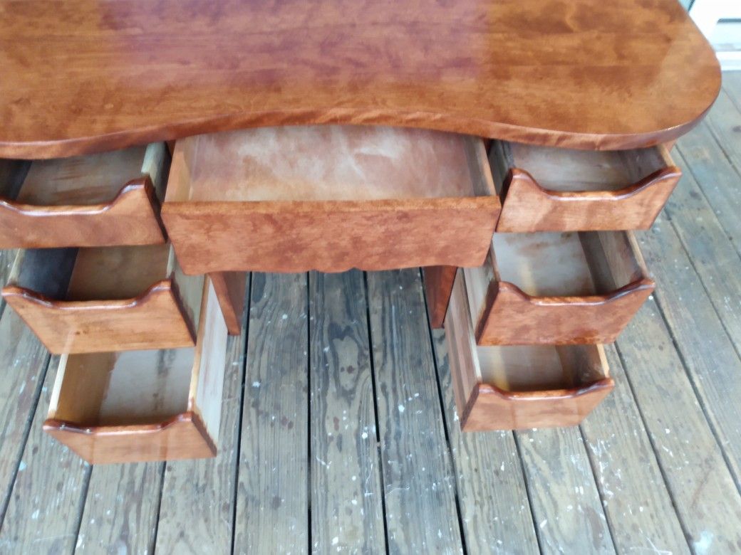 Antique desk solid mahogany with 7 drawers. X Posted