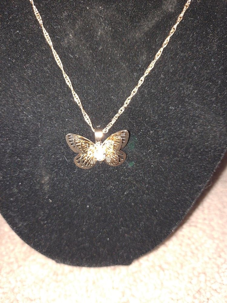 Gold Colored Butterfly Necklace