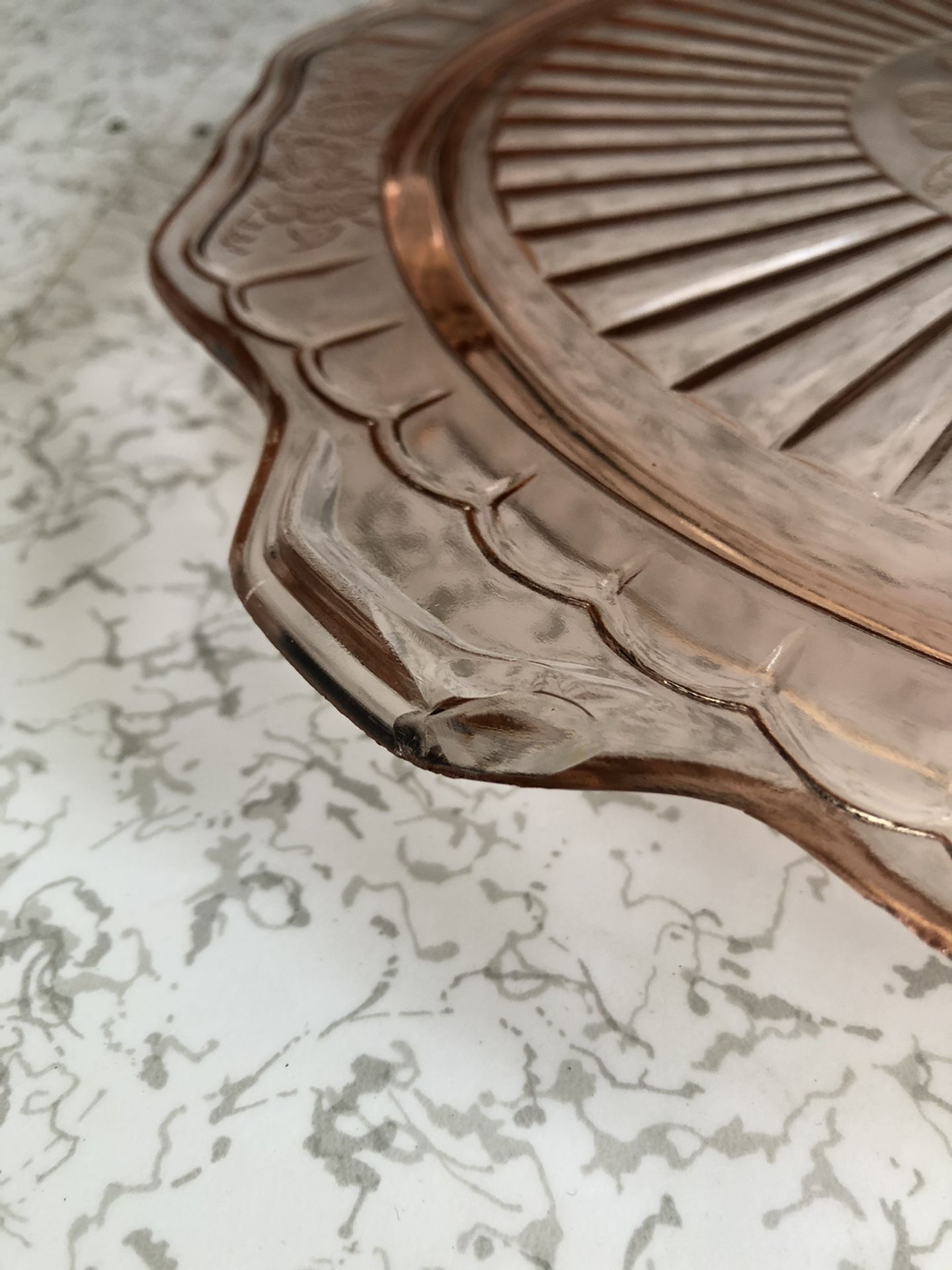Vintage Anchor Hocking Mayfair Pattern Pink Depression Glass Cake Plate