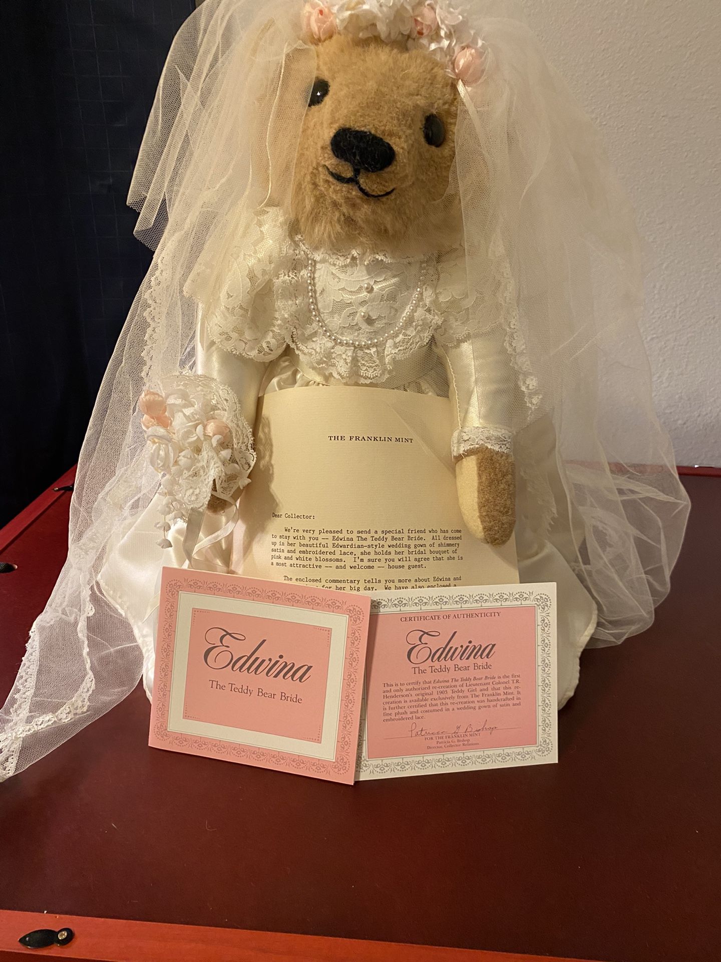Franklin Mint Edwina Wedding Bridal Bear