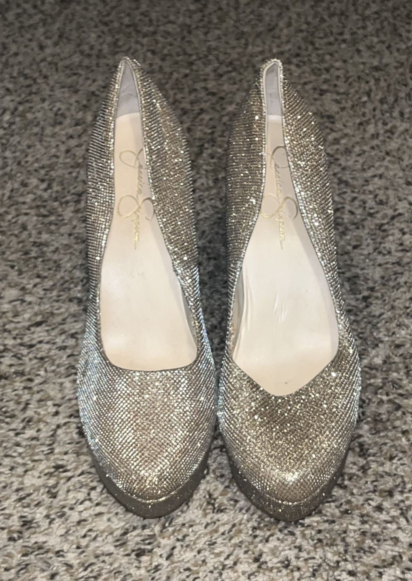 Jessica Simpson Gold Shimmer Stilettos 