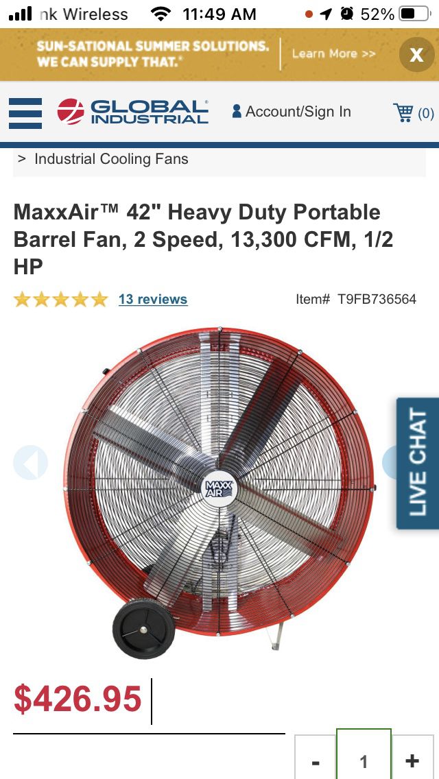 Max Air 42” Barrel Fan