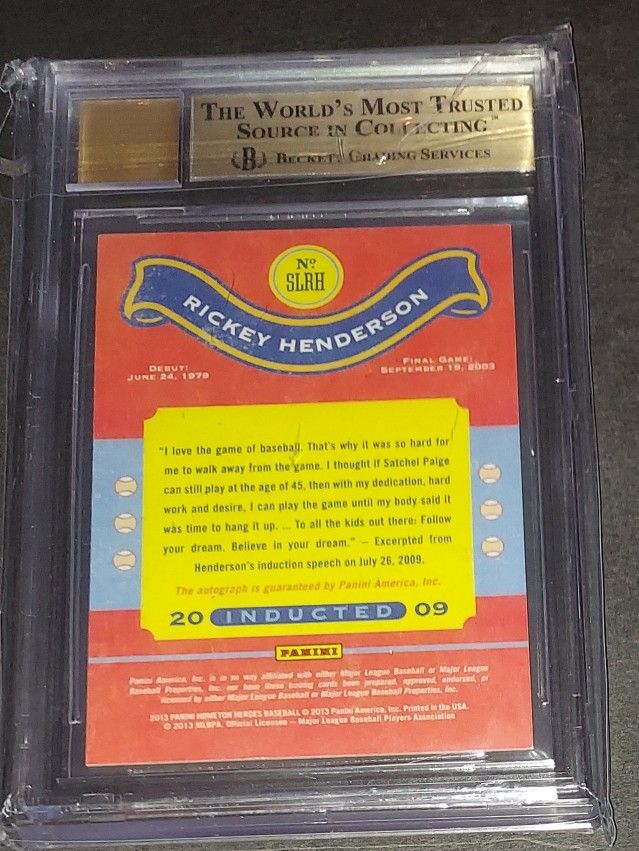 Rickey Henderson Hometown Heroes Auto Bgs 9.5 Auto 10