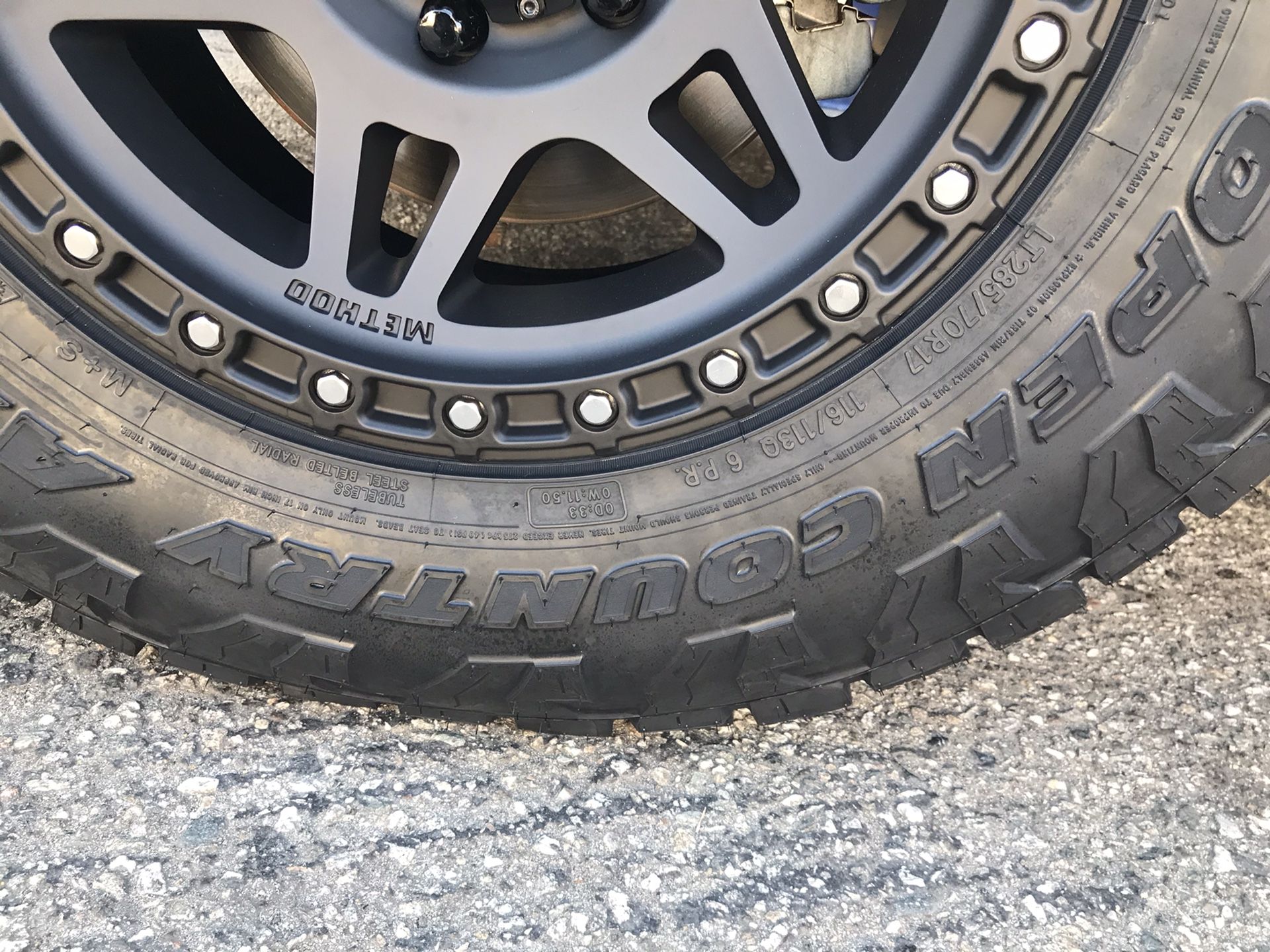 Method mr312 wheels with TOYO open country at3 LT285/70/17 4runner Silverado GMC Yukon