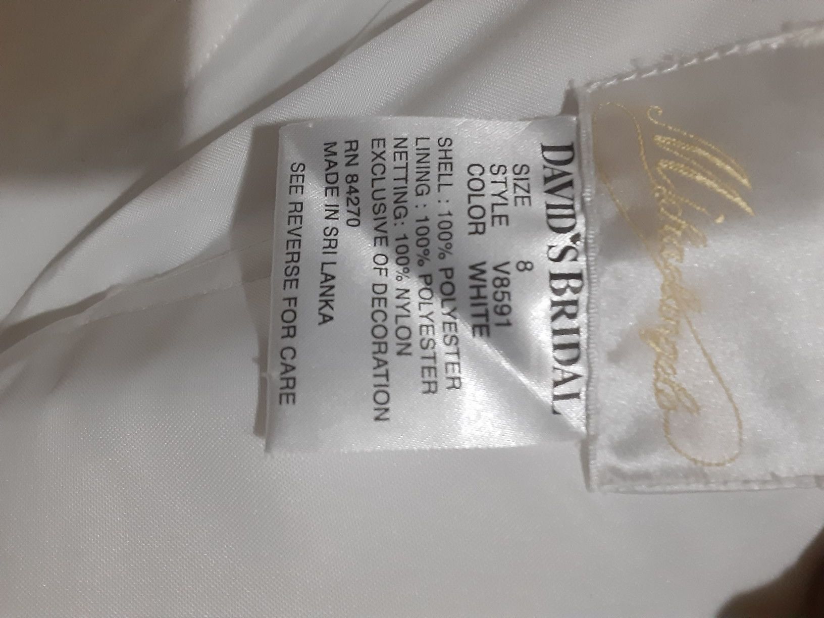 Davids Bridal size 8 wedding dress