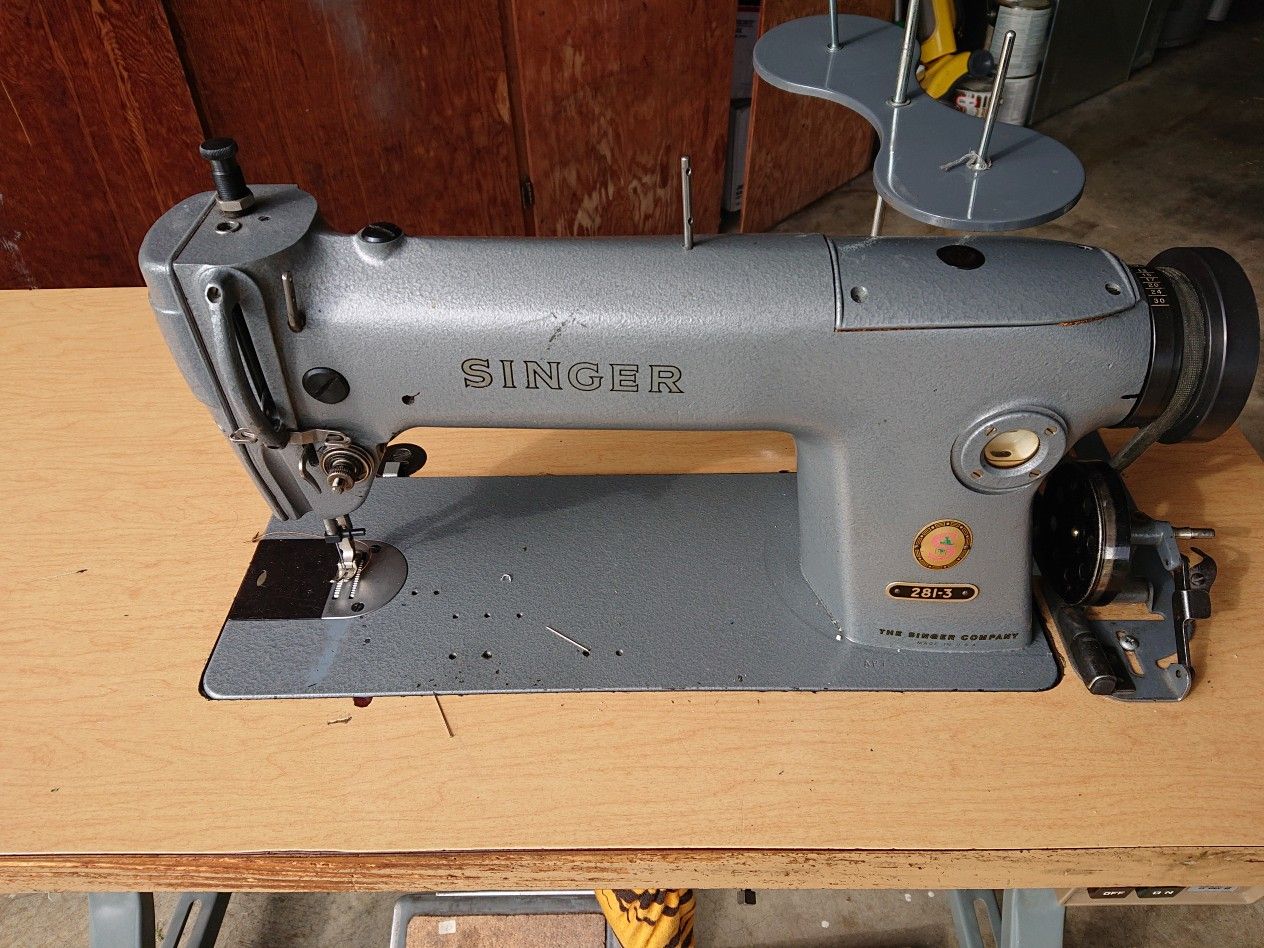 SINGER 281-3 INDUSTRIAL PROFESSIONAL SEWING MACHINE TABLE LEATHER HIGH ...