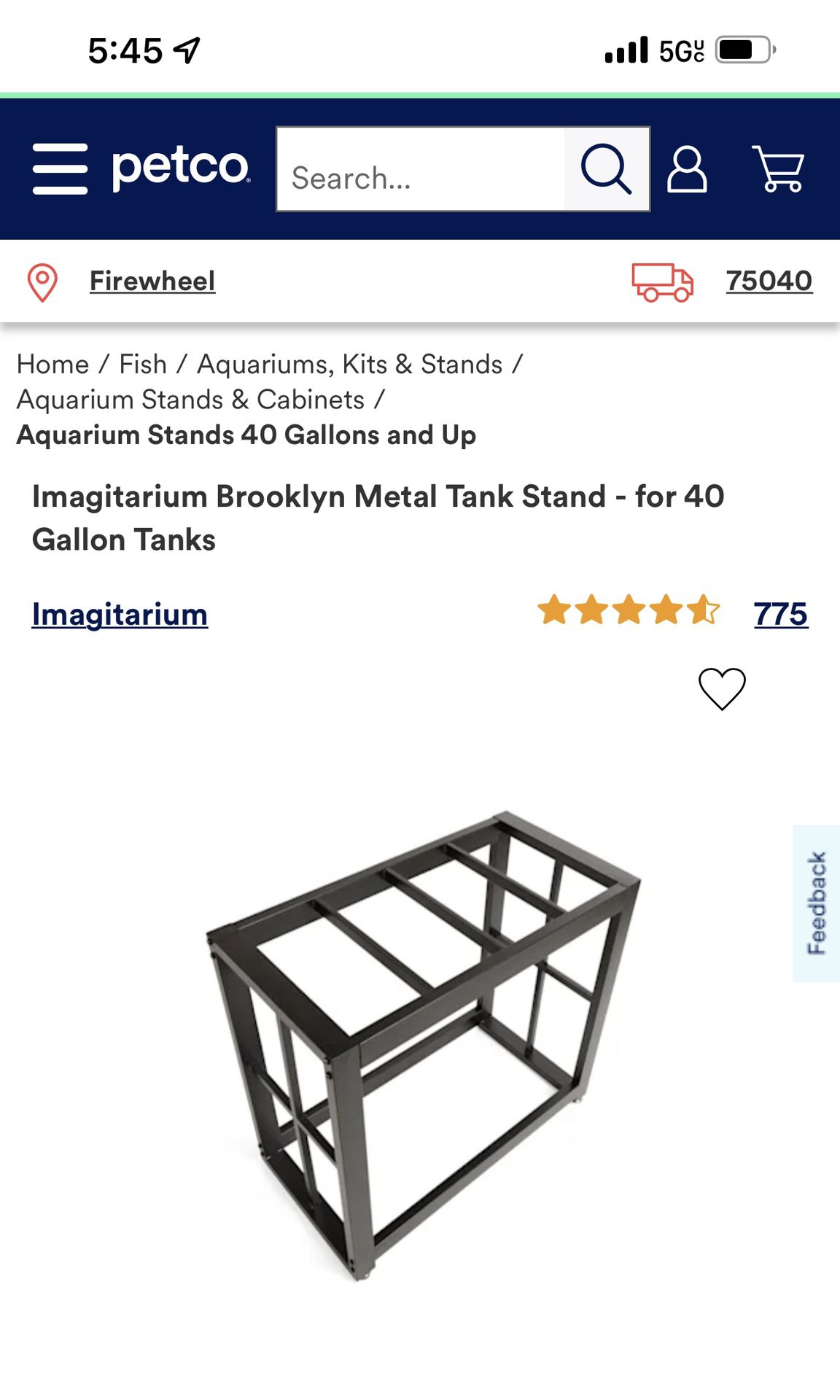 Aquarium 40 gallon Metal Stand (Assembled)