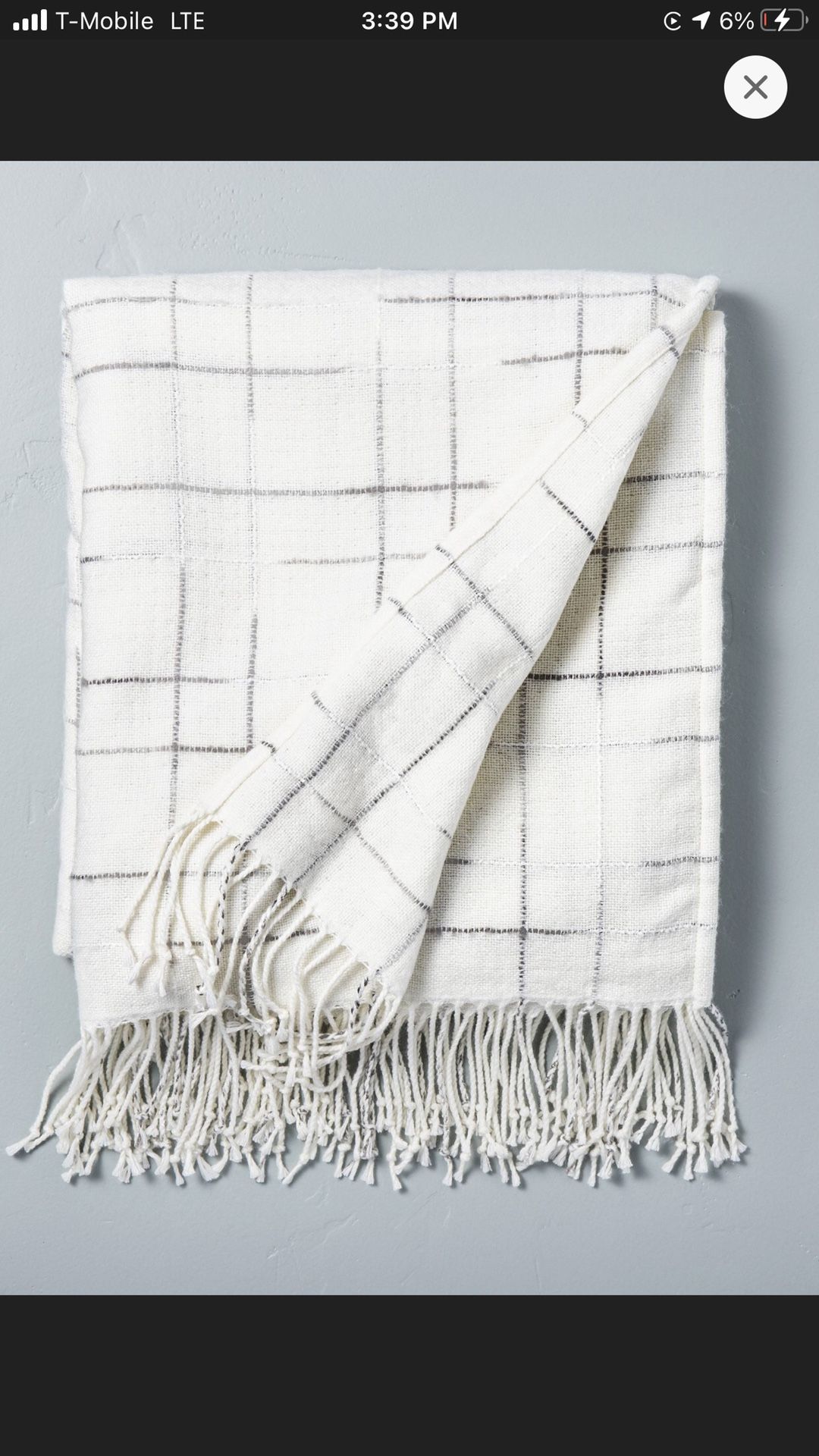 Checkered Fringe Throw Blanket Gray/Sour Cream -Hearth & Hand With Magnolia
